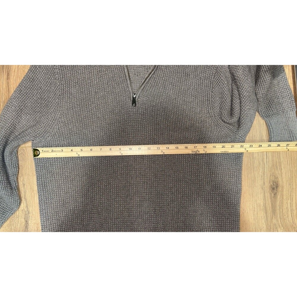 J Crew Cotton Quarter Zip Pullover Sweater Large Mens Taupe Knit - Picture 3 of 4